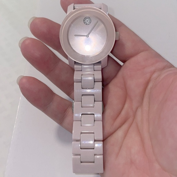 Movado Bold Ceramic Pink Watch. New battery. No box Original price $795. - Picture 3 of 9